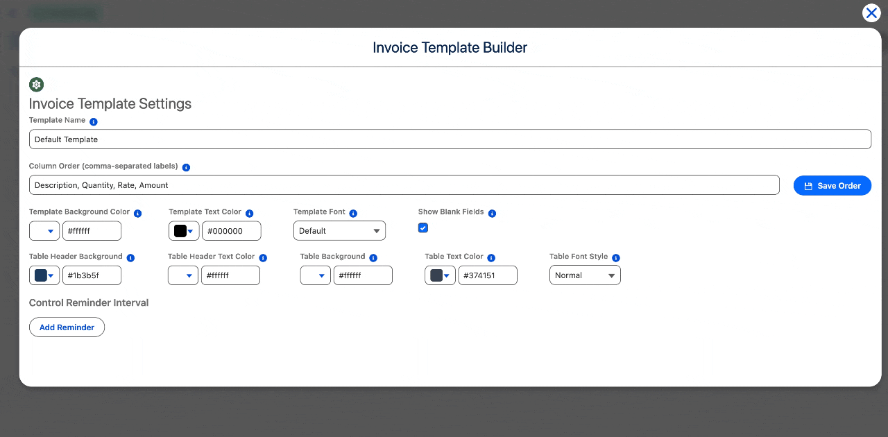 Template customisation